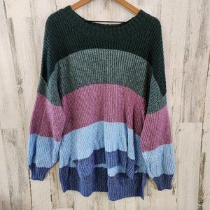 American Eagle Medium Striped Multicolored Knit Sweater Oversized